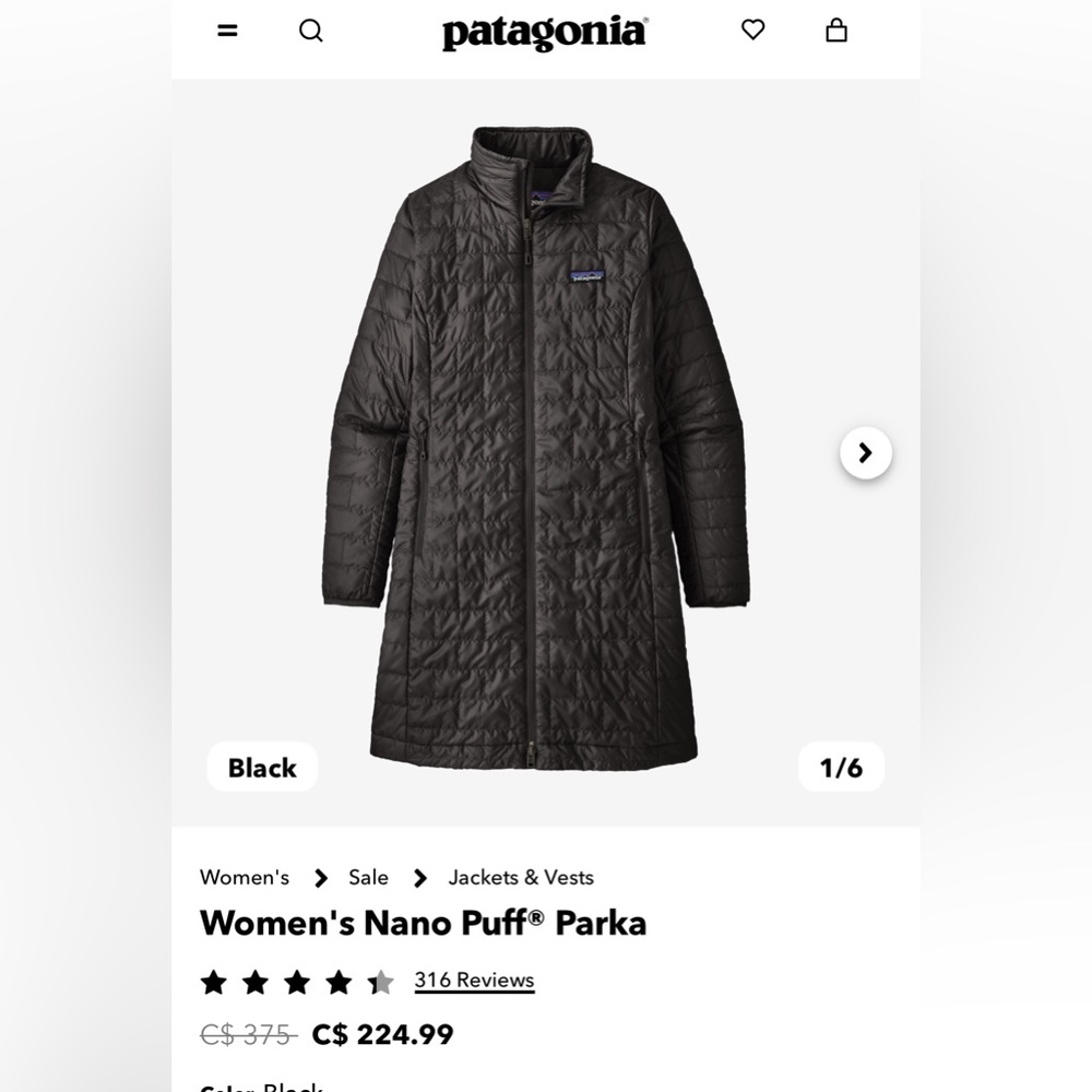 Patagonia nano puff parka small